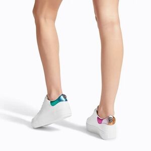 Kurt Geiger London Laney Eagle Sneaker Size 8.5 White Preppy Rainbow Fairycore